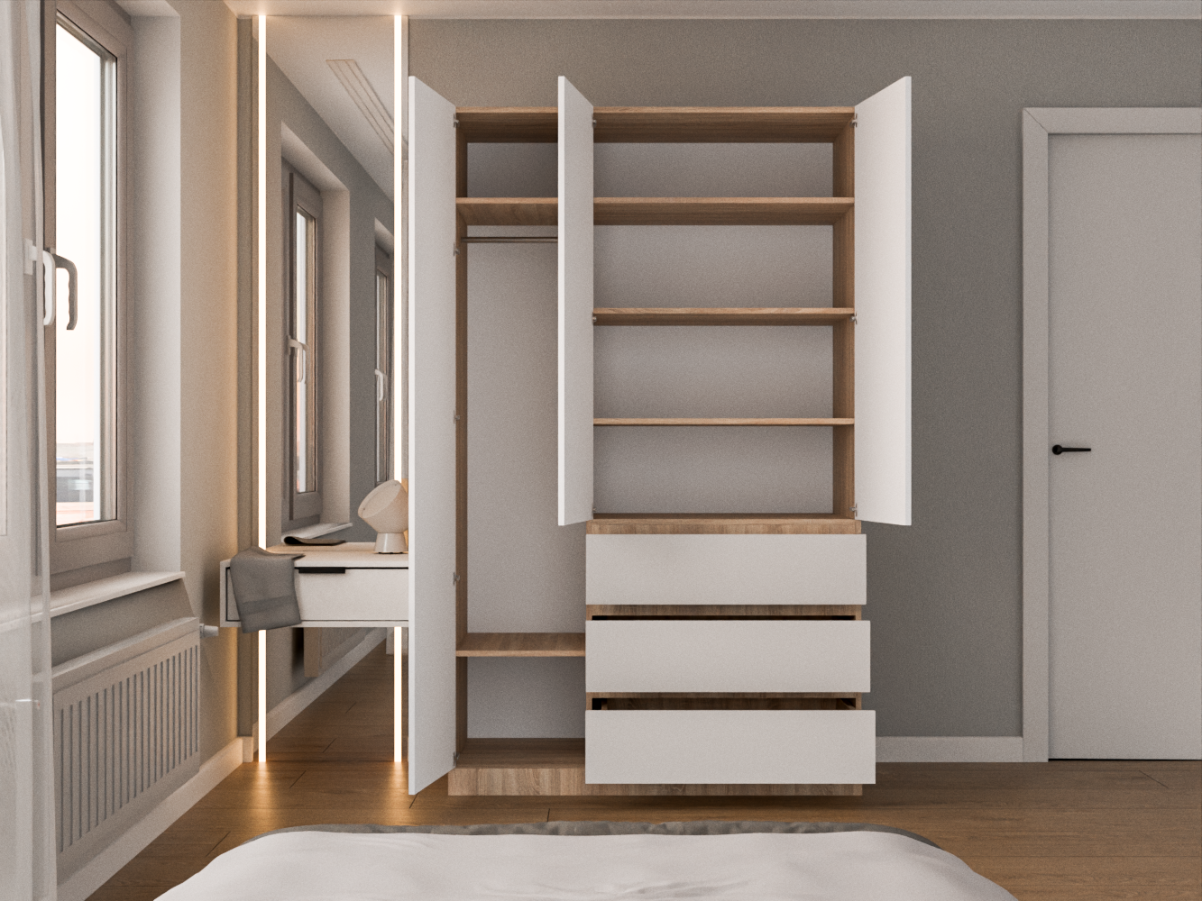 Распашной шкаф Мальм 314 oak white ИКЕА (IKEA) изображение товара